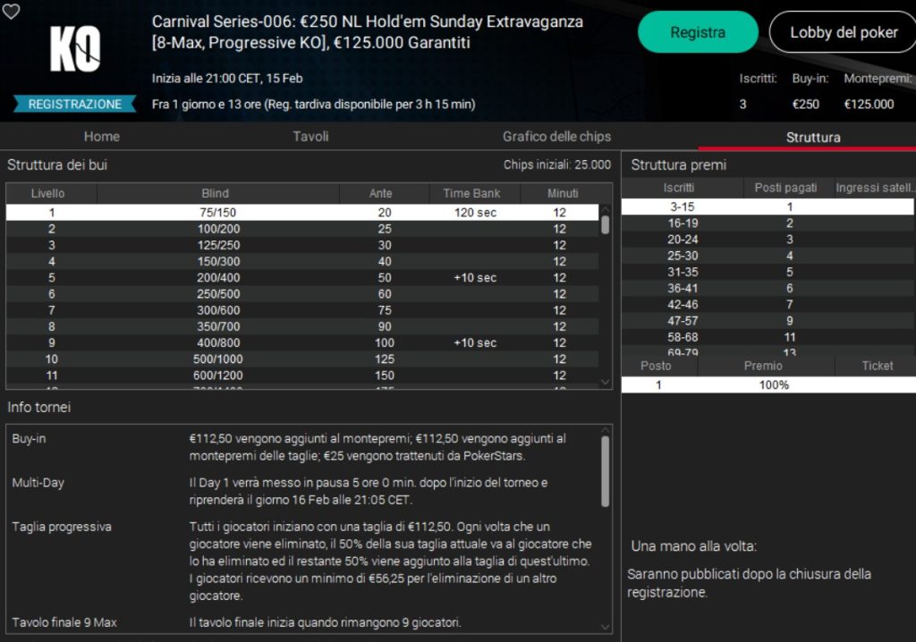 Carnival Series, let's go: the 10 tournaments of Sunday evening 15. Spicy 50 and Sunday Extravaganza with the highest GTDs