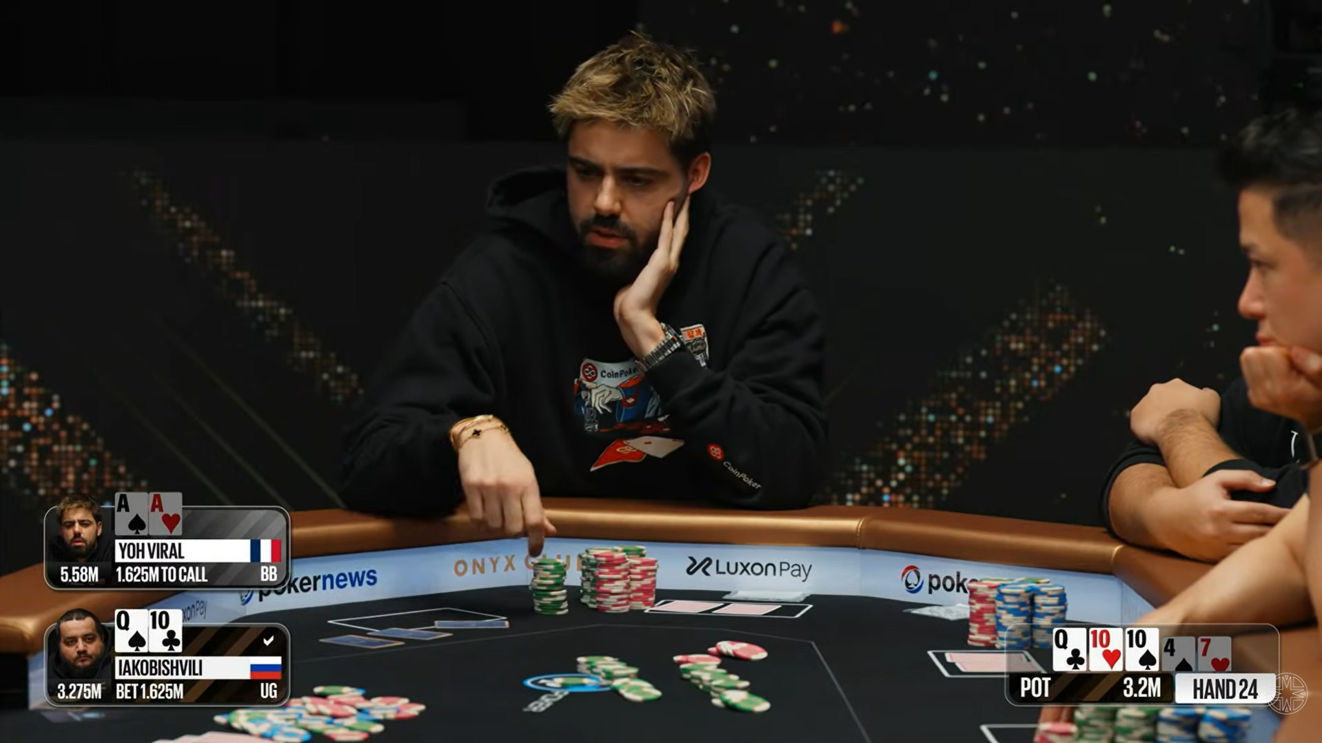 Johan Guilbert's unique line with the Aces: slowplay preflop, fold river!